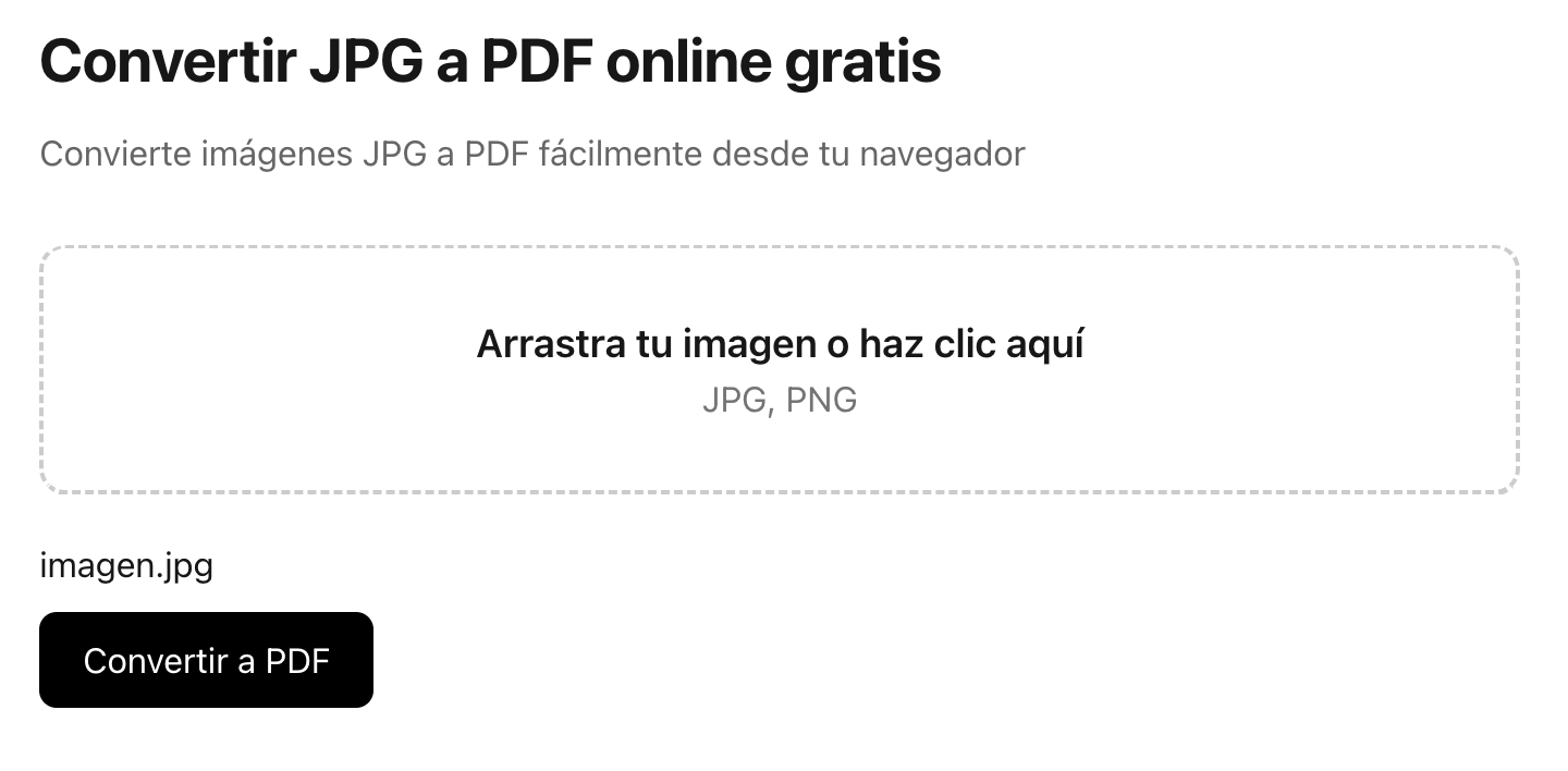 Pantalla principal de JPG a PDF